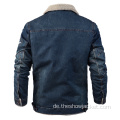 OEM-kundenspezifische Herren-Fleece-Blau-Denim-Jacke-Stickerei